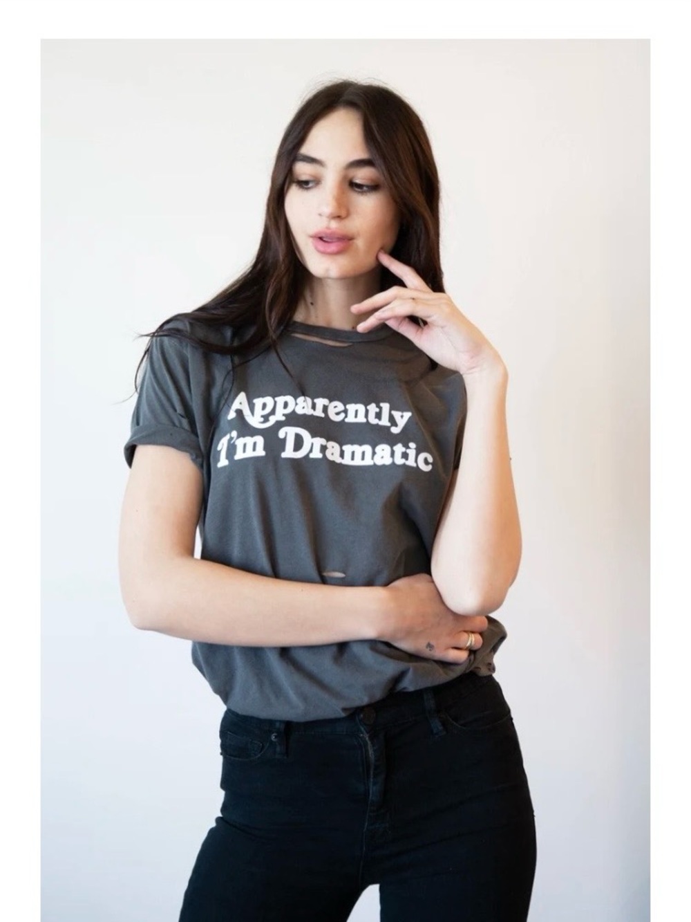 Apparently I'm Dramatic Short Sleeve Tee - Charcoal Gray